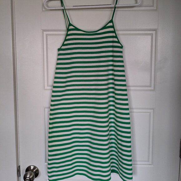 Mango Green Striped Spaghetti Strap Dress - Picture 2 of 6